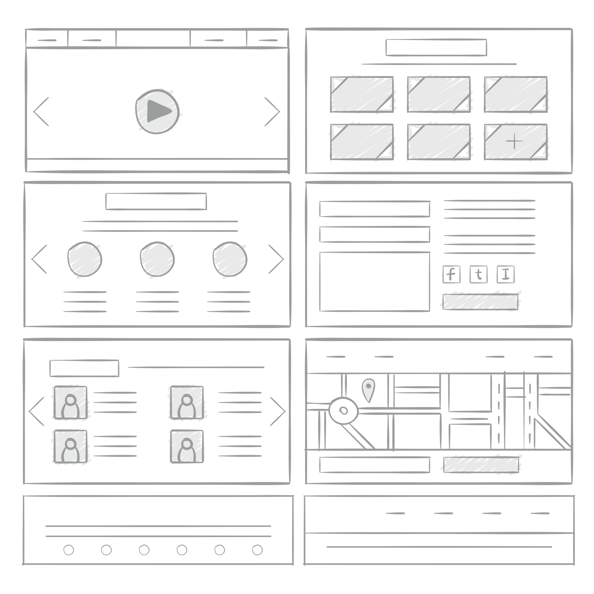 Wireframe layouts produced during the web development process