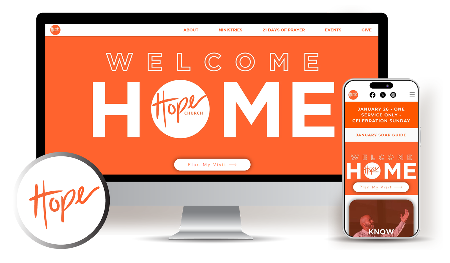 Hope Church website designed by Stars and Stripes Marketing