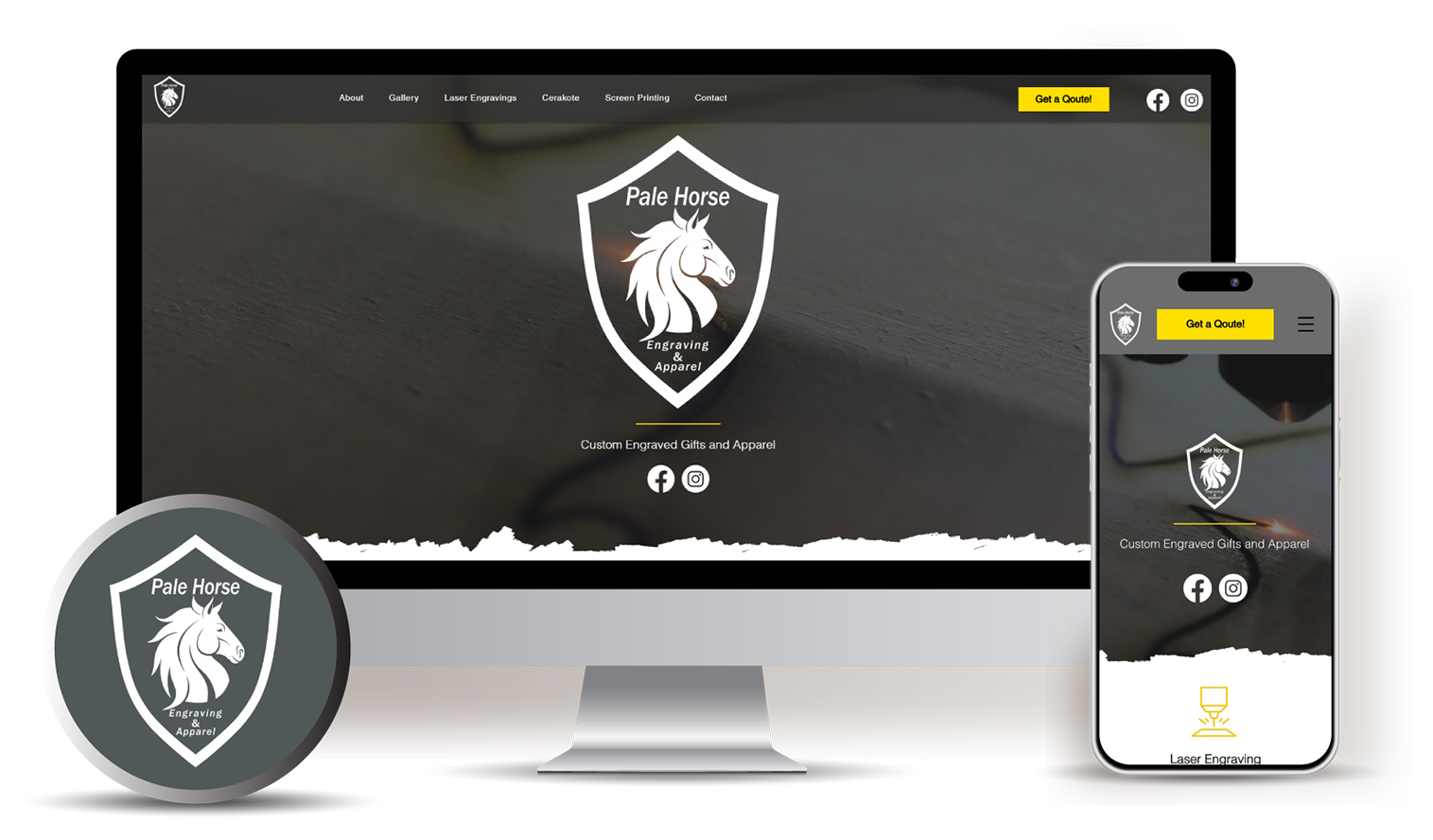 Pale Horse Engraving website designed by Stars and Stripes Marketing